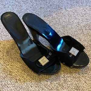Chanel black mule clogs slides eu 37 us 7